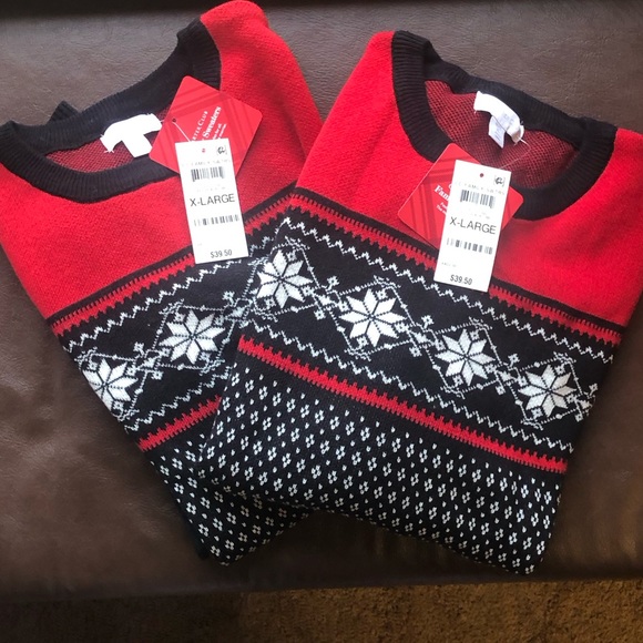 Macy’s Two Charter Club Unisex Boy's Snowflake Family Sweater Twins Siblings NWT - Picture 1 of 9